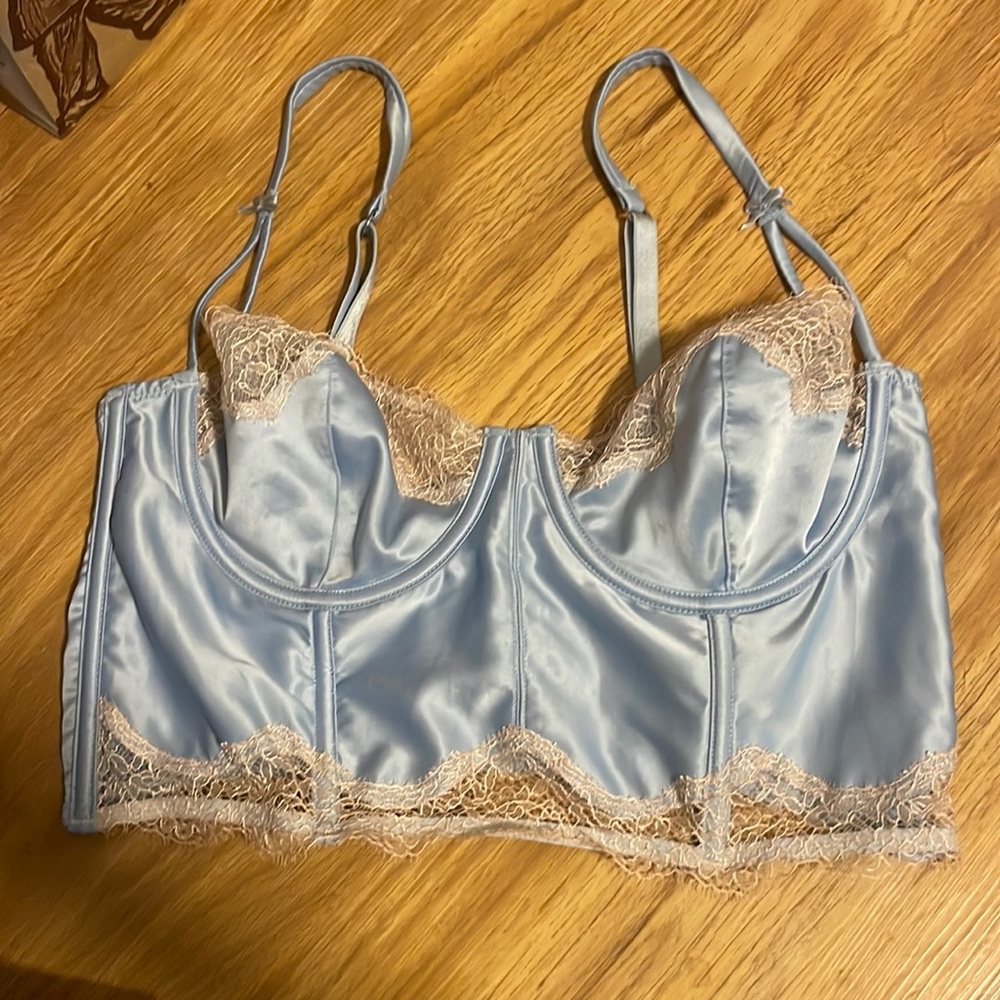 Victorias Secret corset style baby blue longline bustier